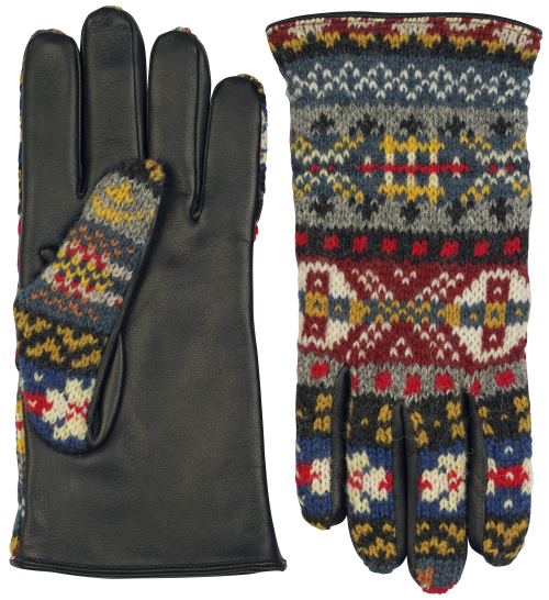 fairisle wool leather gloves