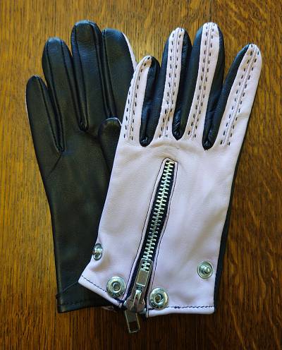 pink black biker gloves